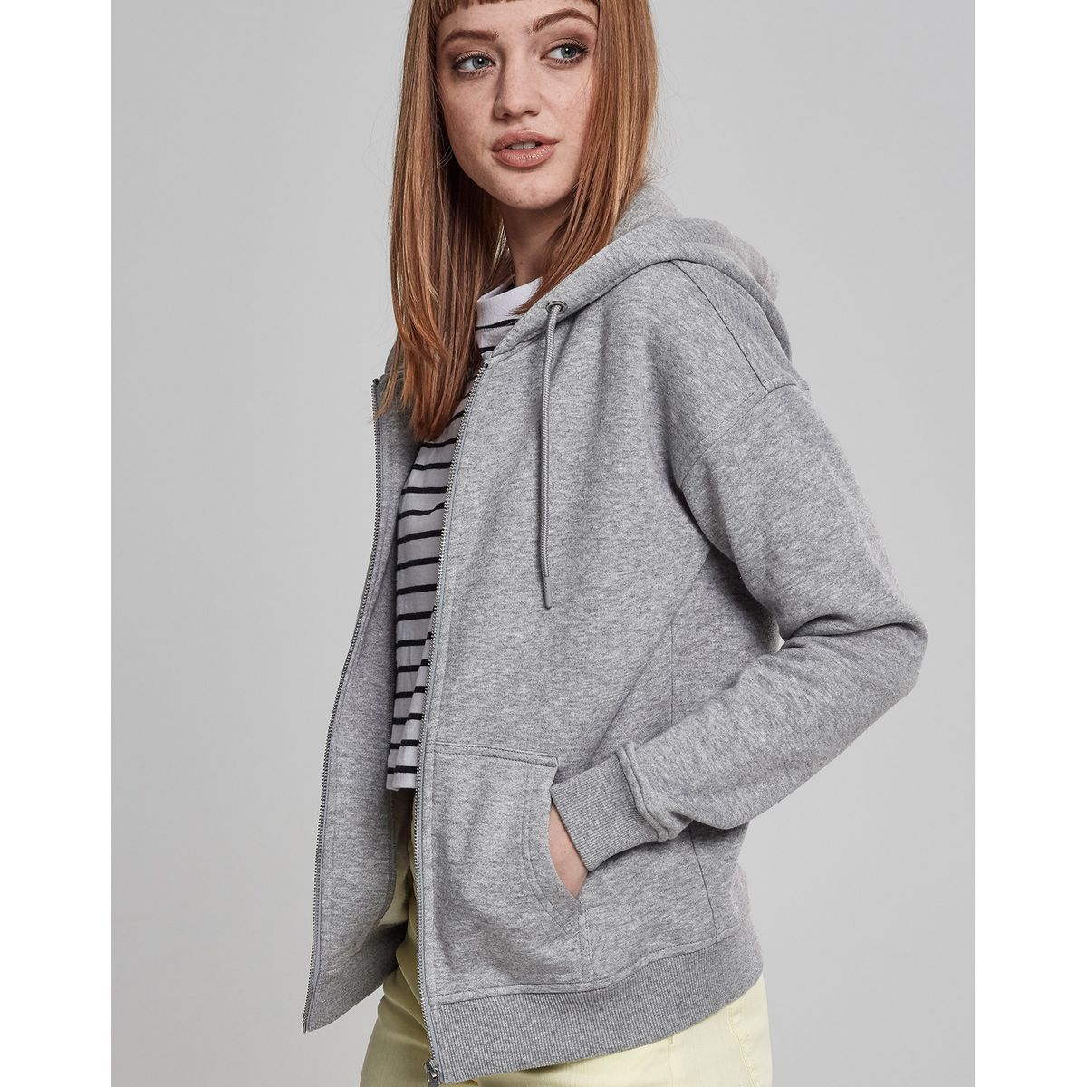 Urban Classics Dame Klassisk Zip Hoodie Grå