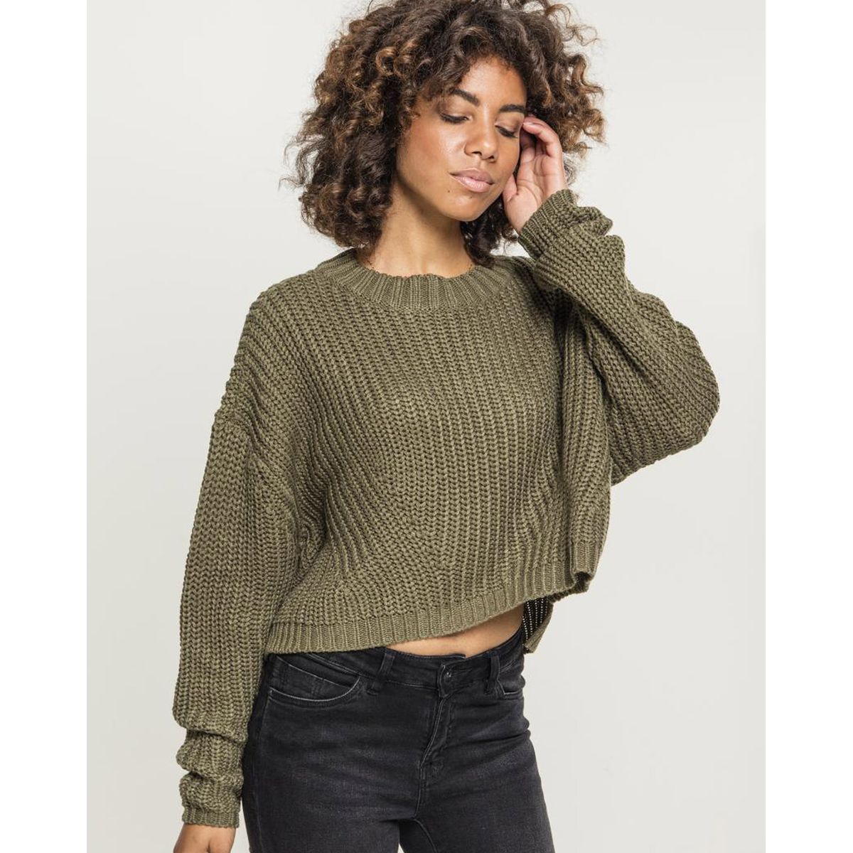 Urban Classics Dame Bred Oversize Sweater Oliven