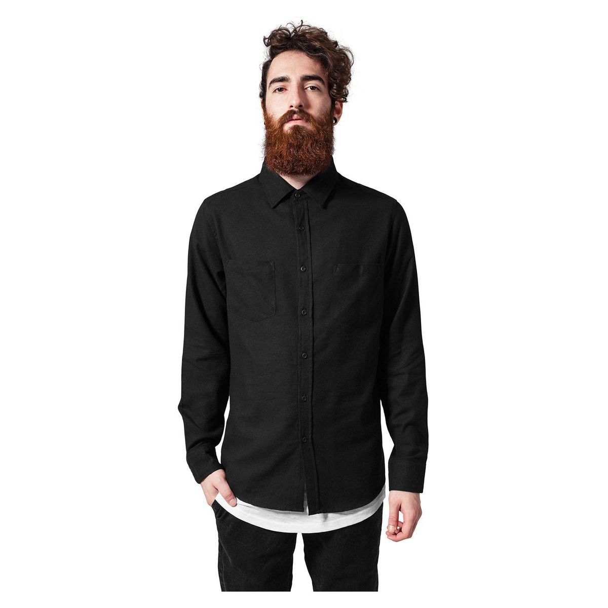 Urban Classics Ternet Flannel Skjorte Sort/Sort