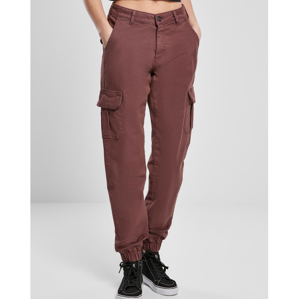 Urban Classics Dame High Waist Cargobukser Cherry