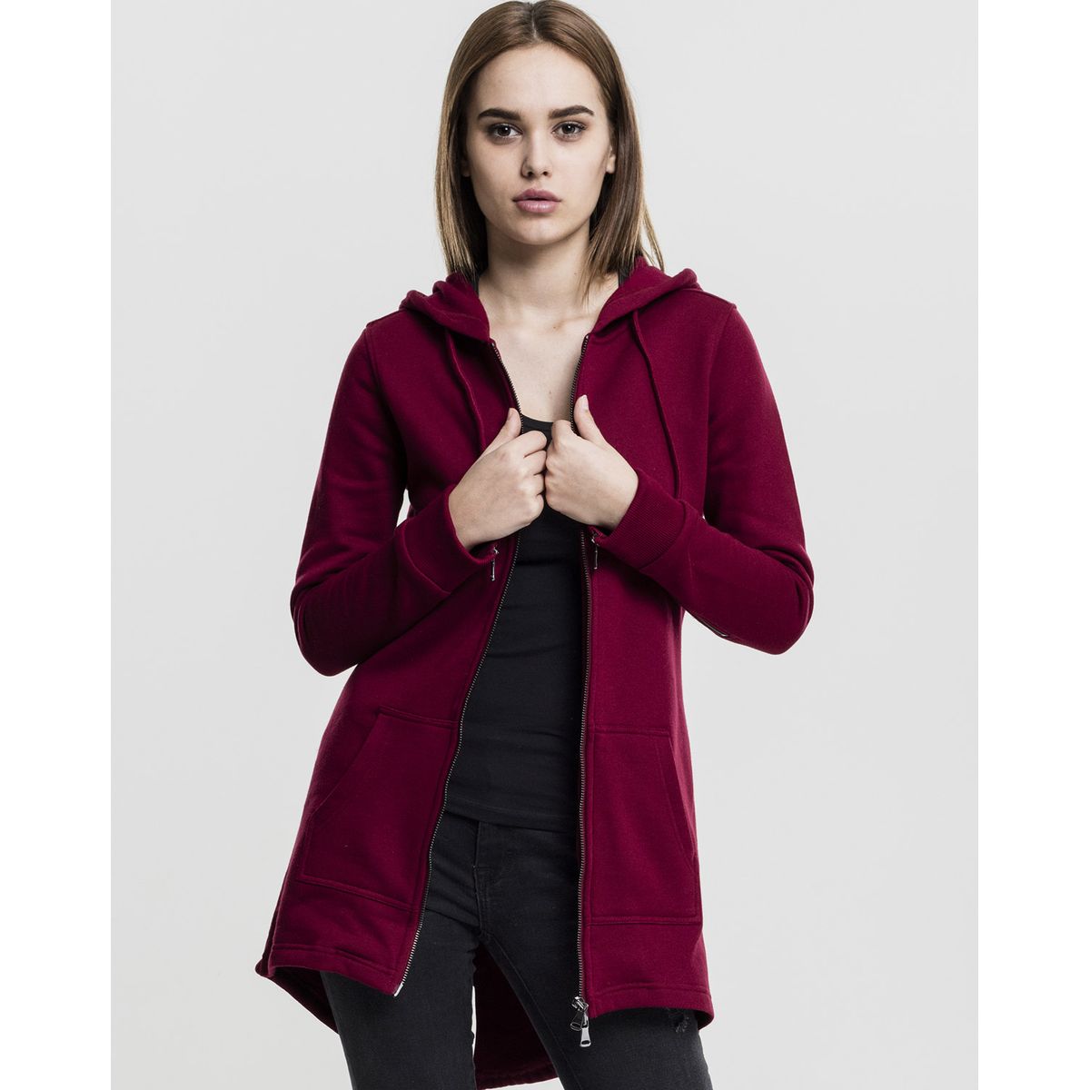 Urban Classics Dame Sweat Parka Jakke Bordeaux