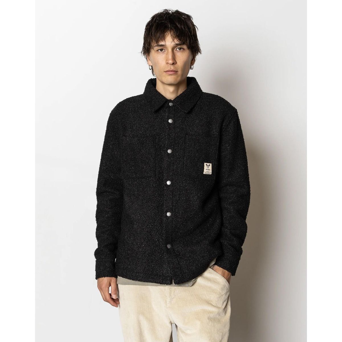 Fat Moose Ace Boucle Overshirt Sort