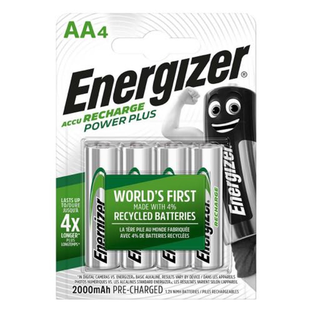 Energizer - AA - 4 stk - Genopladeligt Nimh Batteri Power Plus (2000 mAh) (1.2 V)