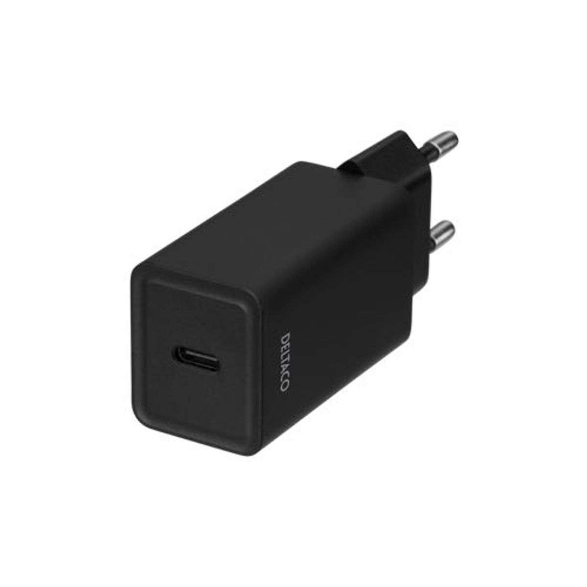 Deltaco - USB-C lader 3.0A (18W) (Han-Han) (Sort) - 0,1 m