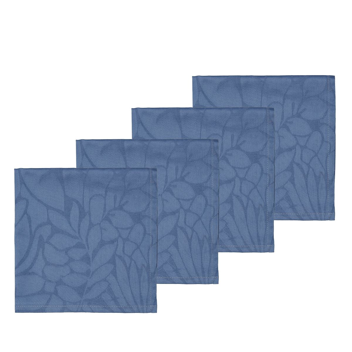 Södahl Stofserviet Damask Abstract Leaves, Blue, 4 stk.