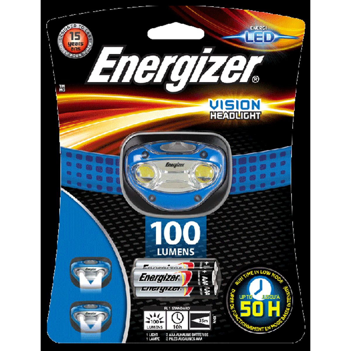 Energizer Pandelygte Vision inkl. 3 x AAA batterier