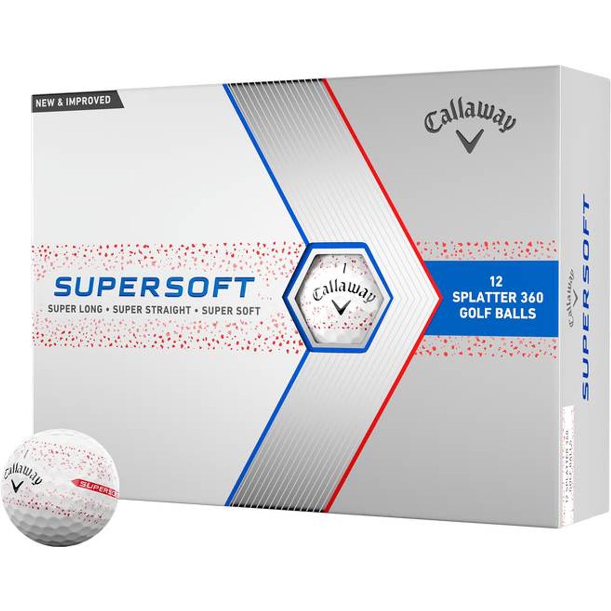 Callaway Supersoft Splatter Golfbolde - Hvid/Rød