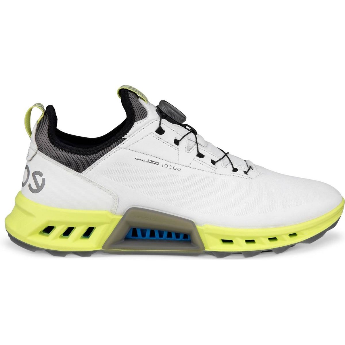 Ecco Biom C4 BOA Vandtætte Herre Golfsko Uden Spikes - White/Yellow - Str. 39 Normal