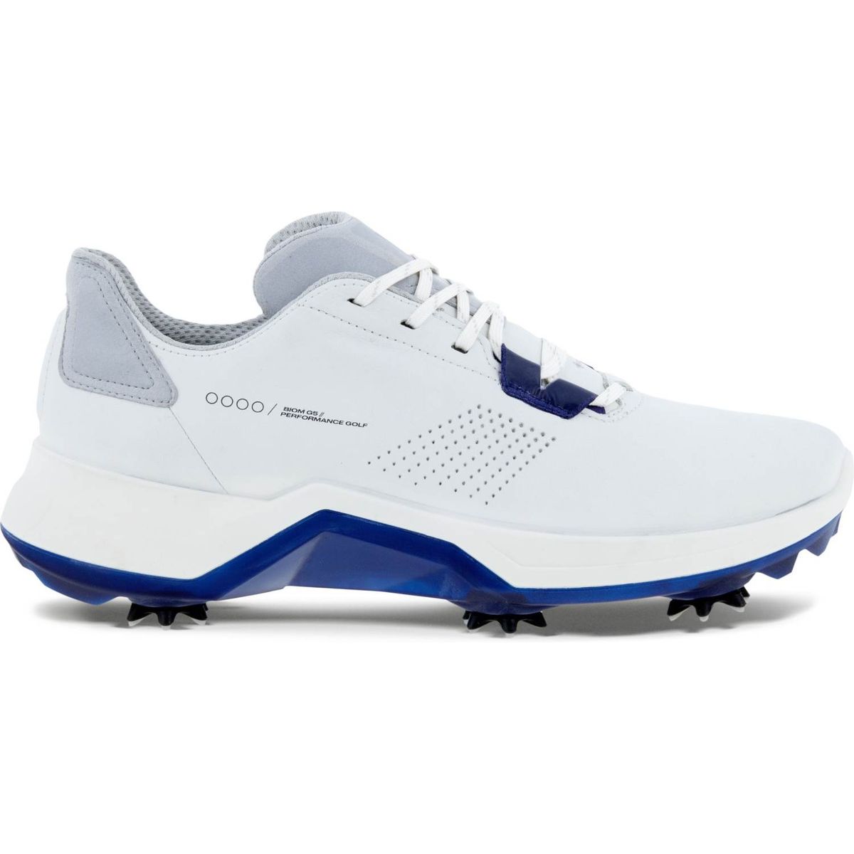 Ecco Biom G5 Vandtætte Herre Golfsko Med Spikes - White/Blue Depths - Str. 45 Normal