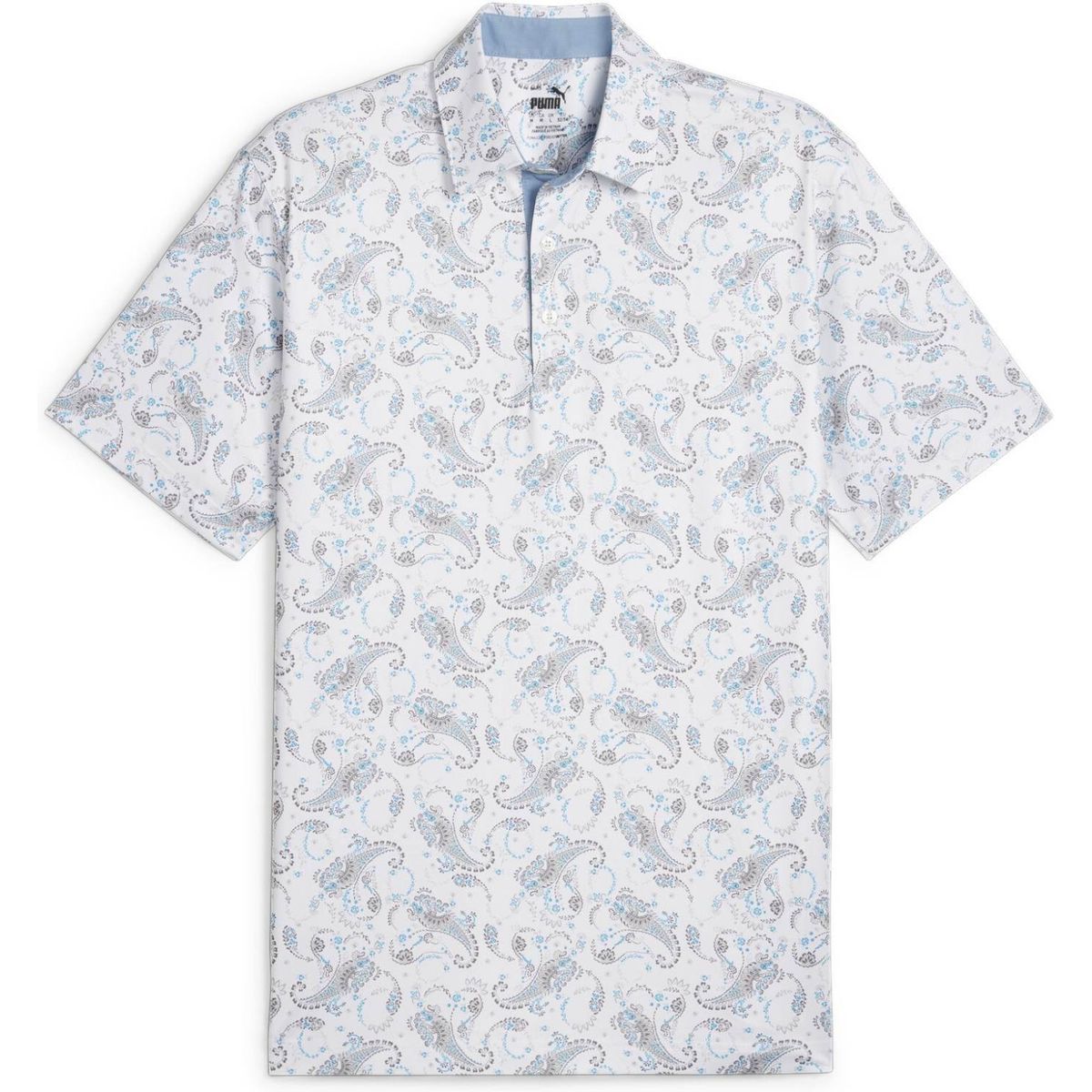 Puma Cloudspun Paisley (2024) Herre Poloshirt - White Glow/Zen Blue - Str. XS