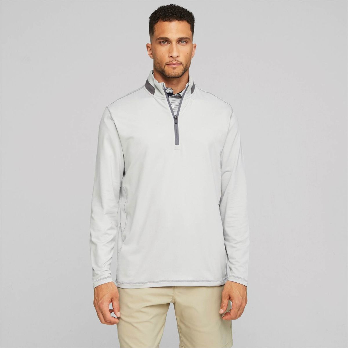 Puma Lightweight 1/4 Zip Herre Pullover - Ash Gray/Slate Sky - Str. XXXXL