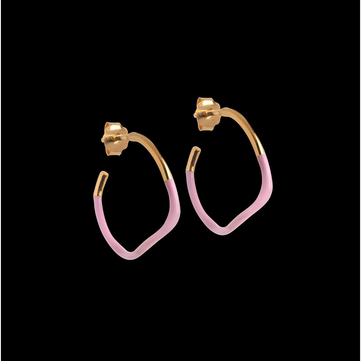 Enamel Sway Hoops Light Pink Forgyldt Sølv Øreringe med Emalje