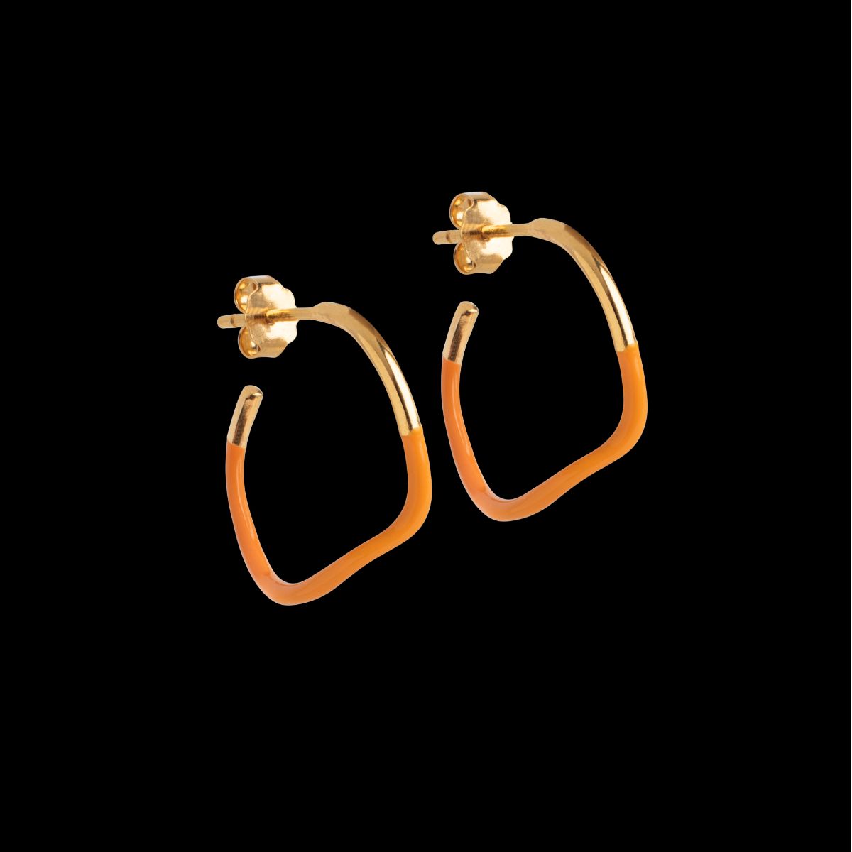 Sway Hoops Orange Forgyldt Sølv Øreringe fra Enamel med Emalje