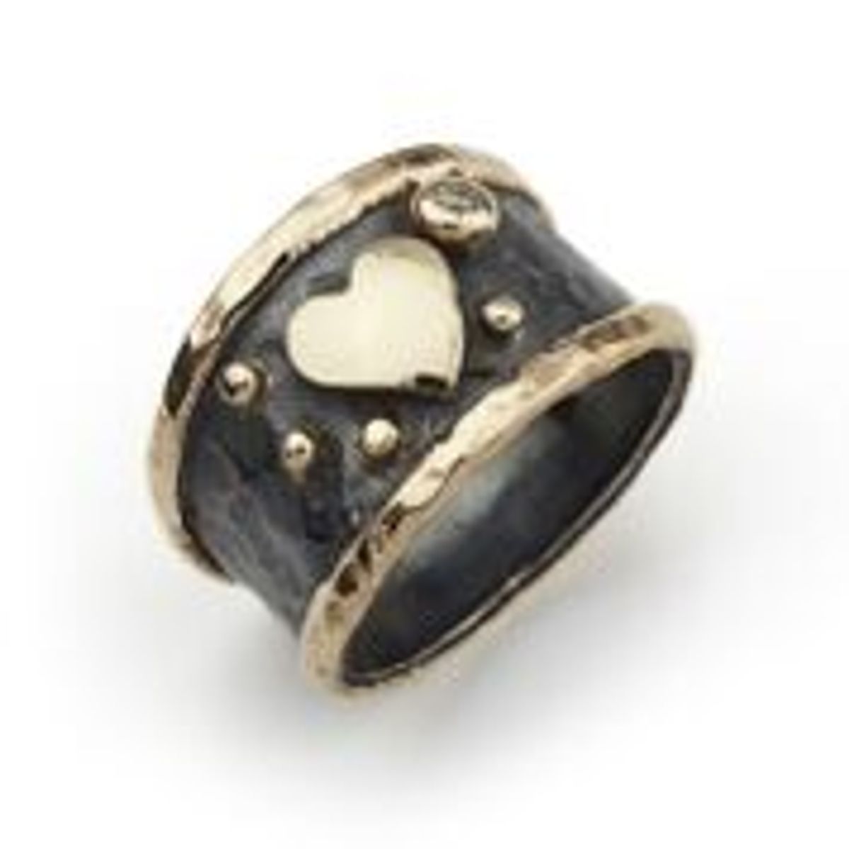 Empire Slim Heart Sterling Sølv Ring fra Birdie med 14 Karat Guld Og 0,03 Carat Diamant