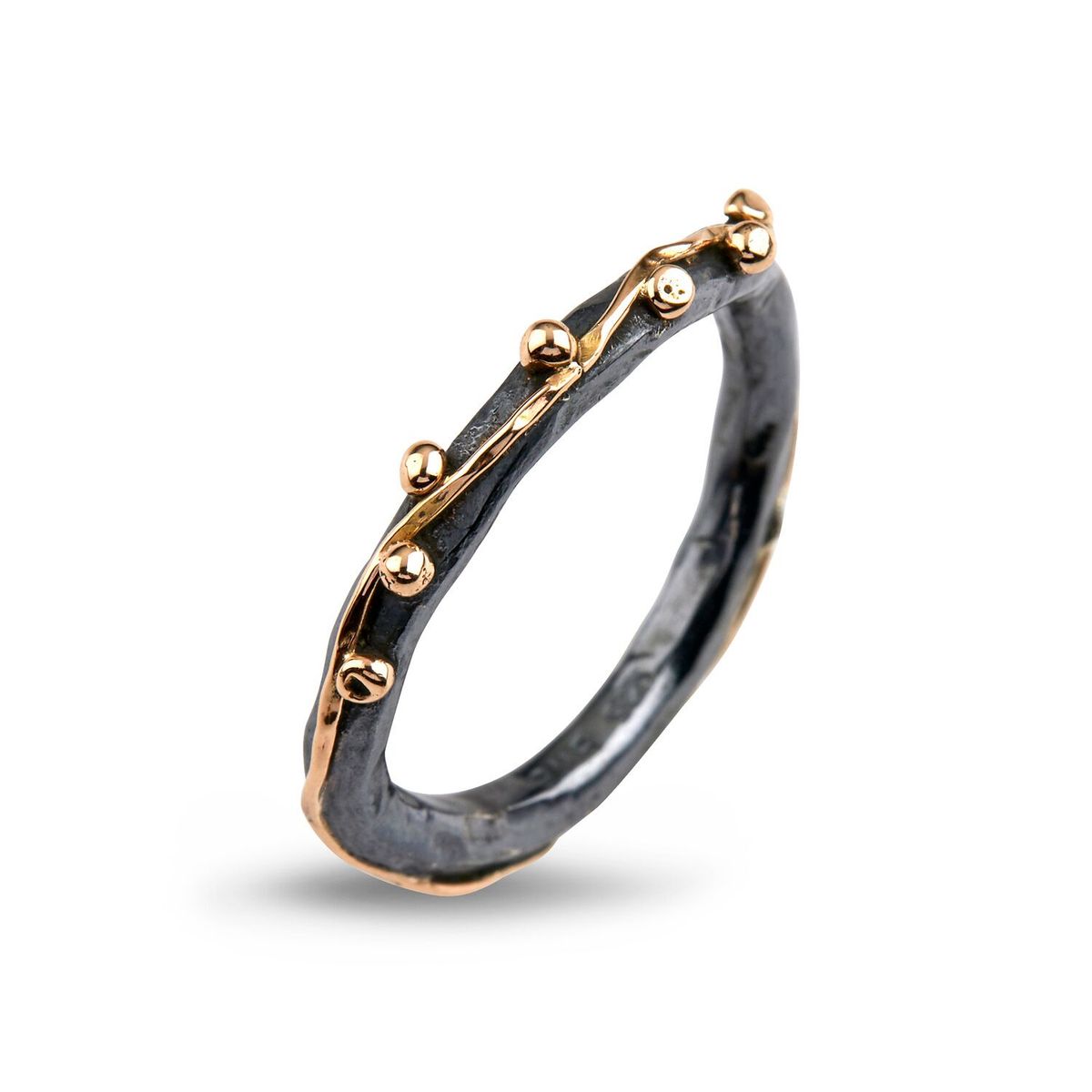 Zeus Plain Sterling Sølv Ring fra By Birdie med 14 Karat Guld