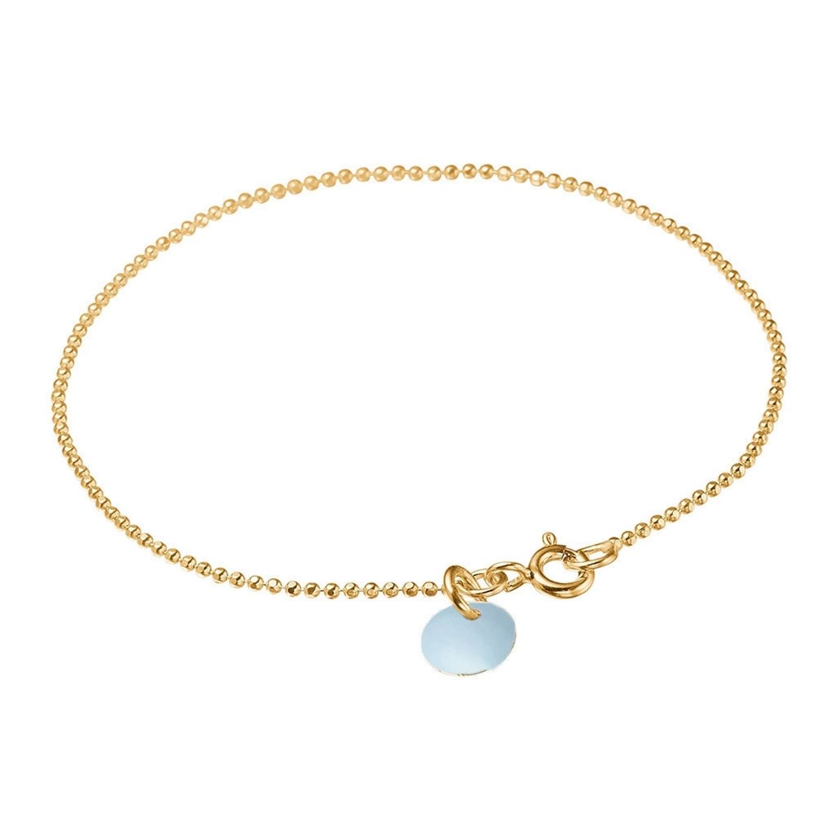 Enamel Ball Chain Forgyldt Sølv Armbånd med Icy Blue Vedhæng