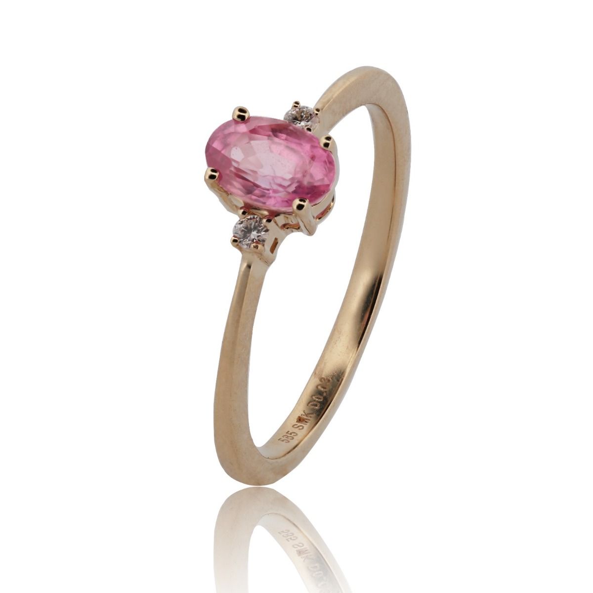 14 Karat Guld Ring fra Henrik Ørsnes Design med Pink Safir og Brillanter 0,03 Carat W/SI