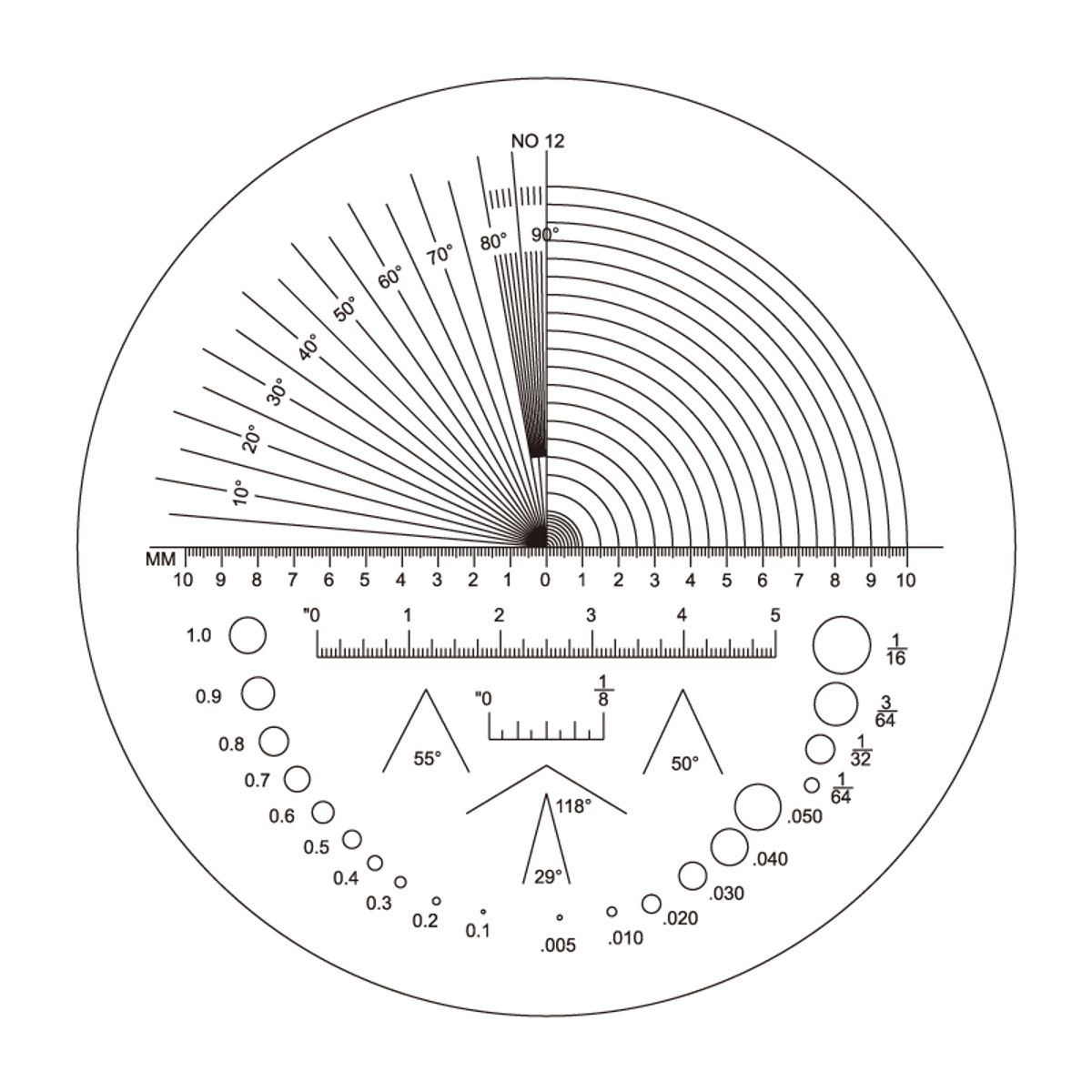 Skala nr. 12 til målelup 10X forstørrelse (art. 15405226)