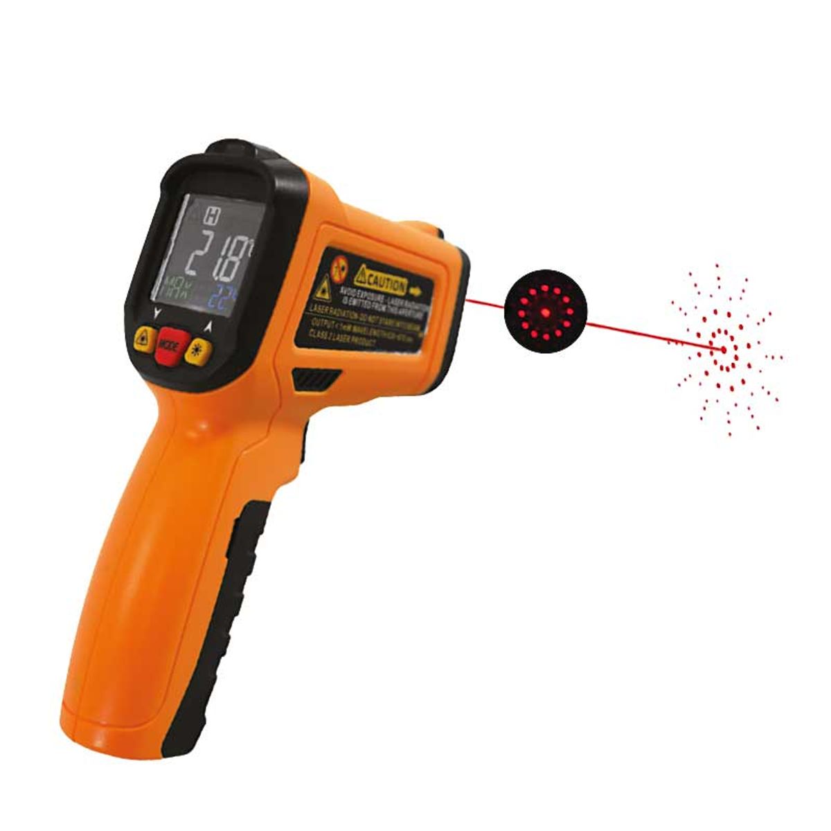 Infrarødt termometer med cirkulær laser (-30 °C-500 °C)