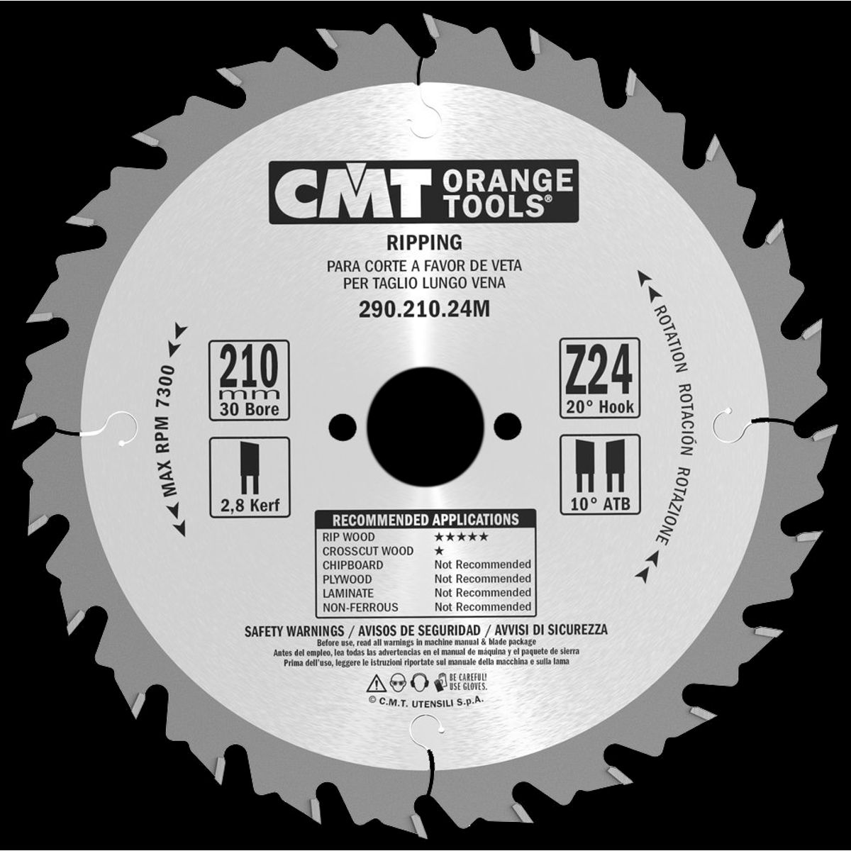 CMT rundsavklinge HM-skær 210Ã2,8Ã30 Z24 W