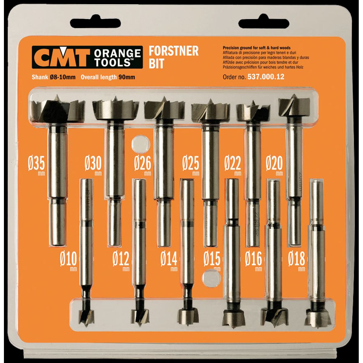 CMT forstnerbor 10-35mm K8-10, sæt 12stk