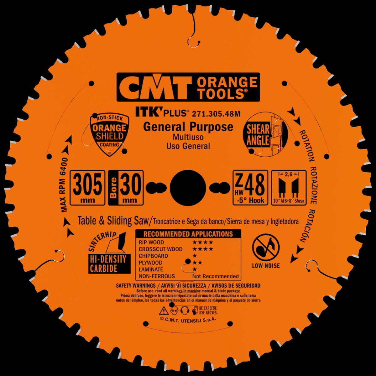 CMT rundsavklinge HM-skær 305Ã2,6Ã30 Z48 W Neg