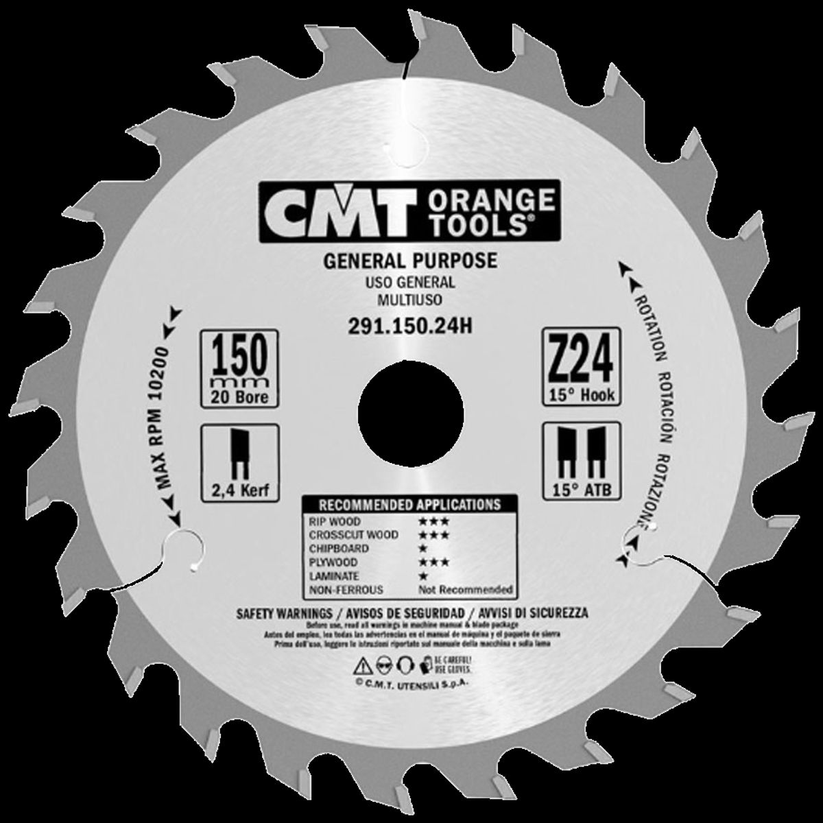 CMT rundsavklinge HM-skær 150Ã2,4Ã20 Z24 W