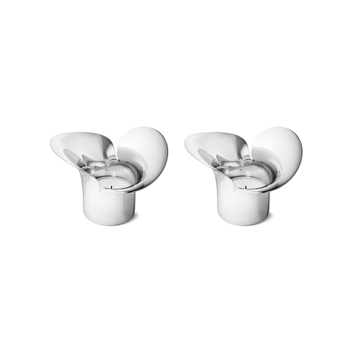 Georg Jensen Bloom Botanica fyrfadsstager i stål, 2 pak