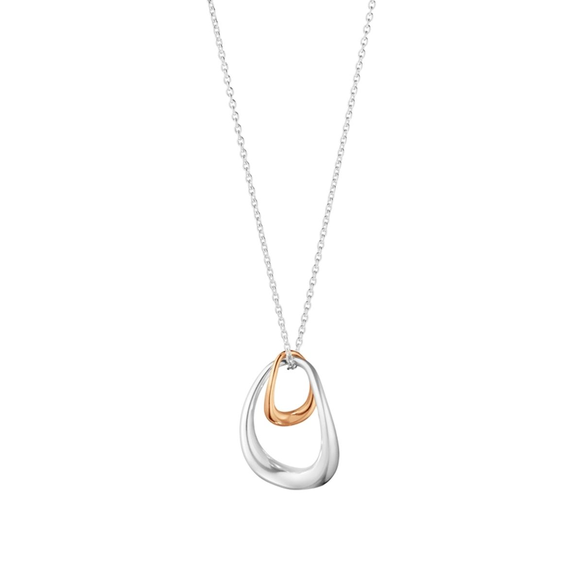 Georg Jensen Offspring halskæde med sølv og 18 kt. rosa guld vedhæng