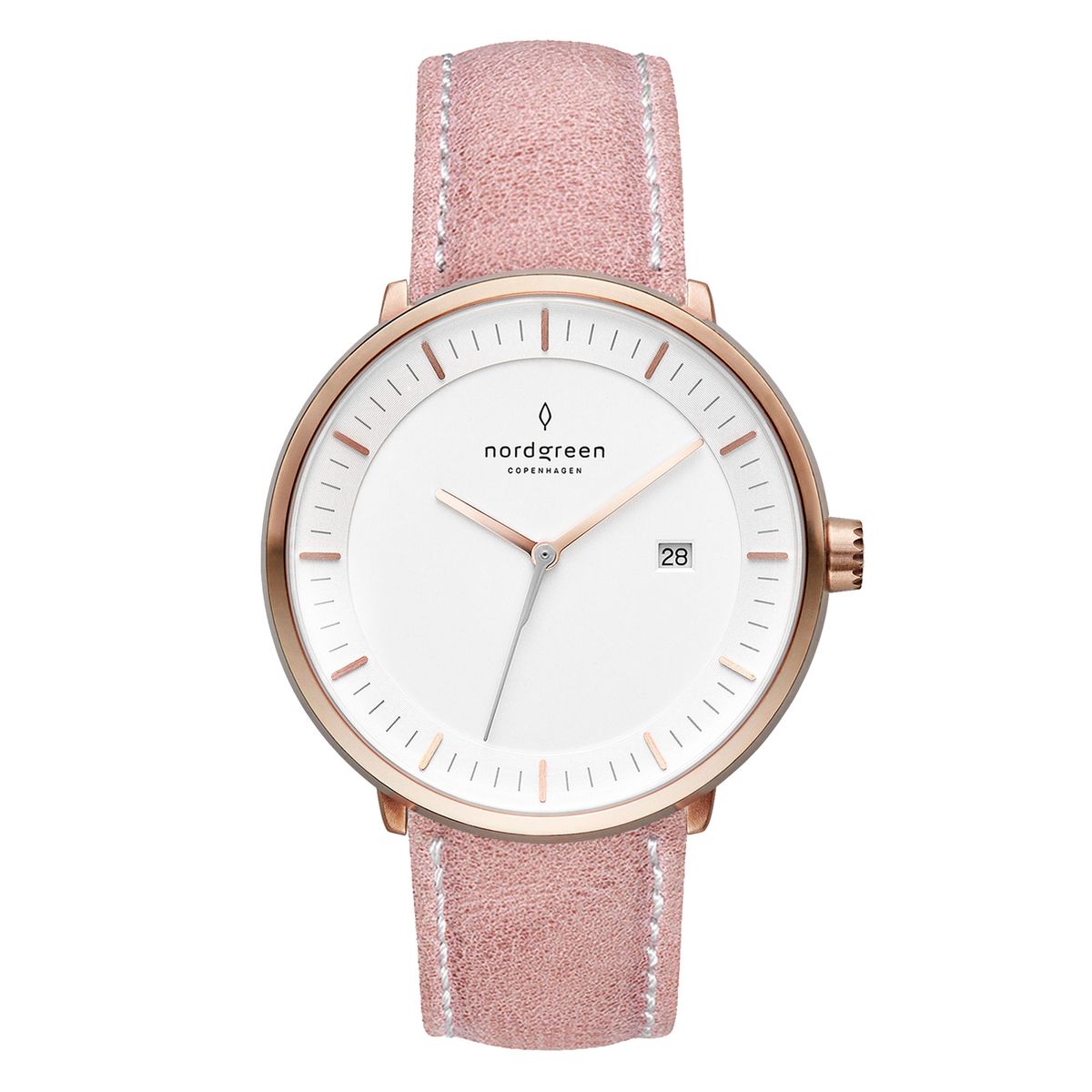 Nordgreen Philosopher ur i rosa med rosa rem, Ø36 mm