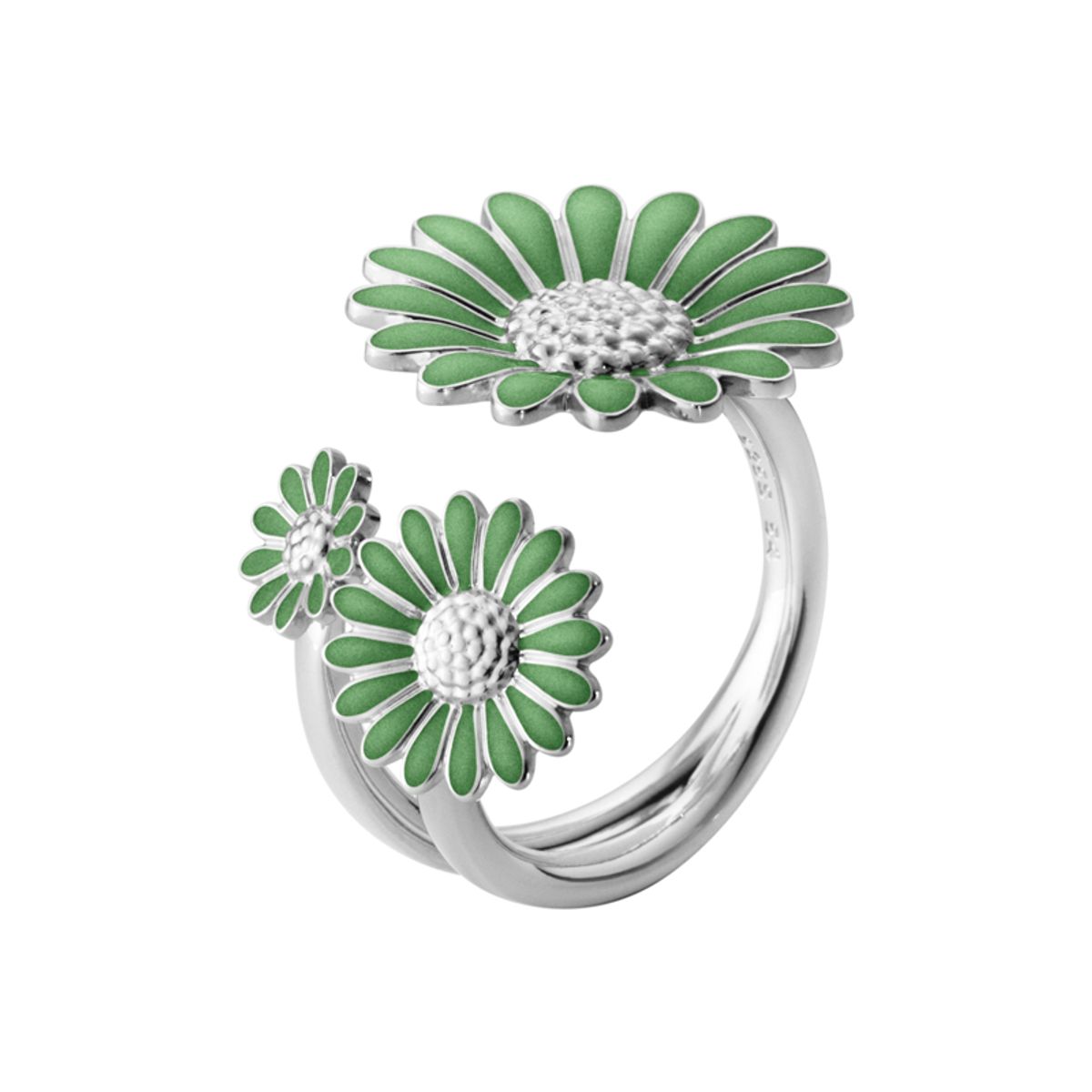 Georg Jensen x Stine Goya Daisy Marguerit ring med tre blomster, grøn