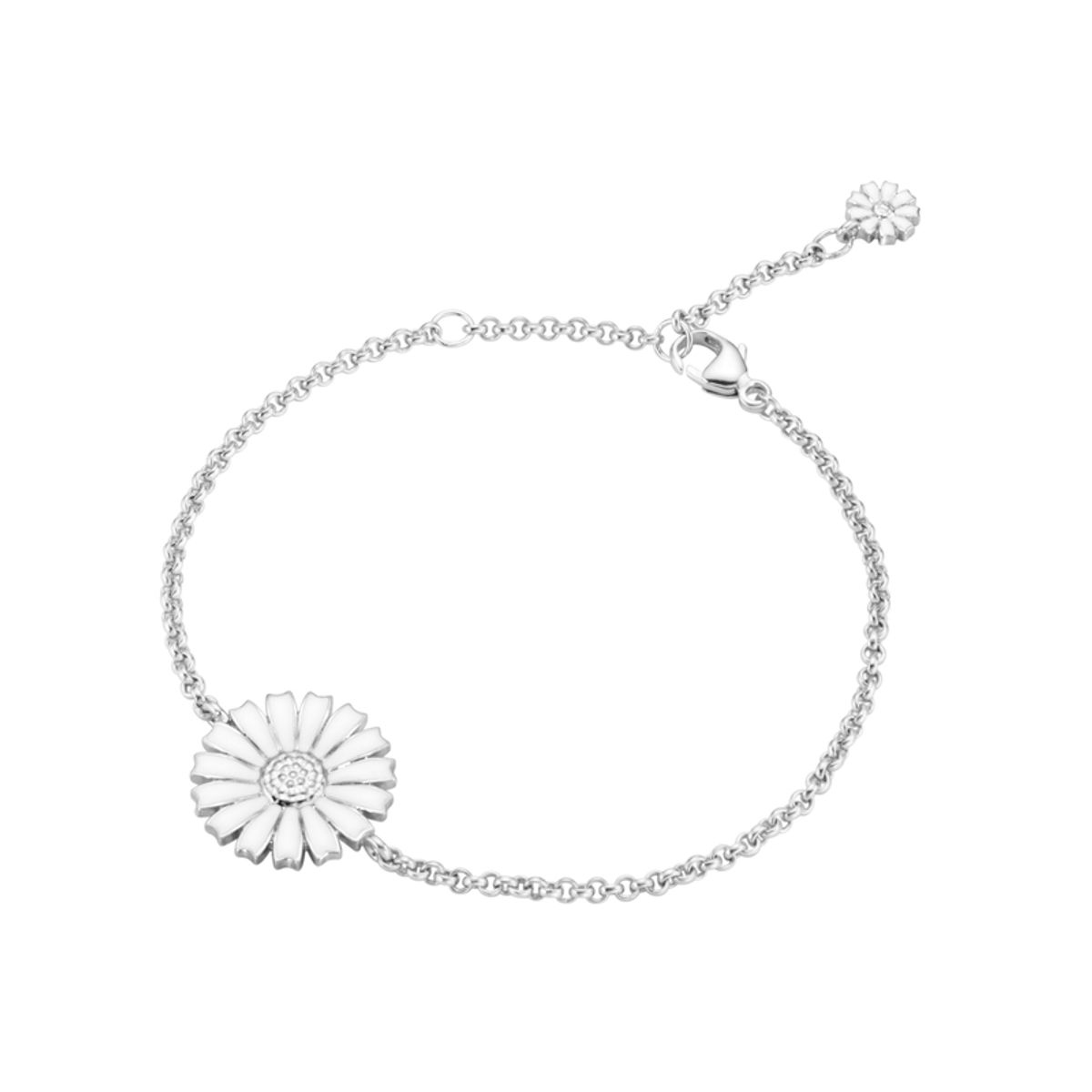 Georg Jensen Daisy armbånd sølv og hvid emalje