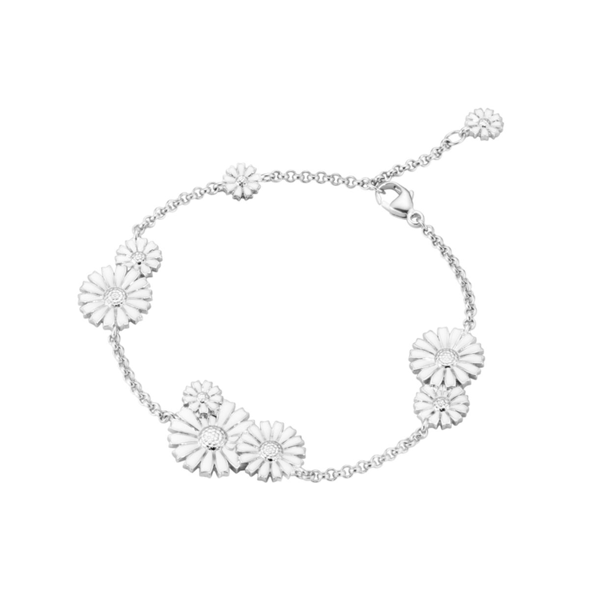 Georg Jensen Daisy armbånd sølv og hvid emalje