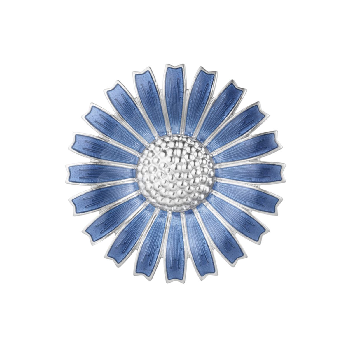 Georg Jensen Daisy Broche sølv og blå emalje