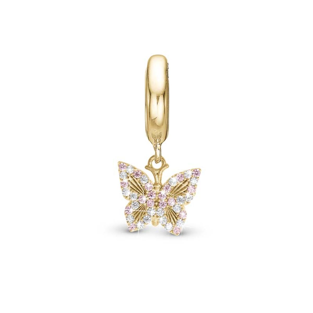 Christina Jewelry Sparkling Butterfly forgyldt charm til læderarmbånd på 6 mm