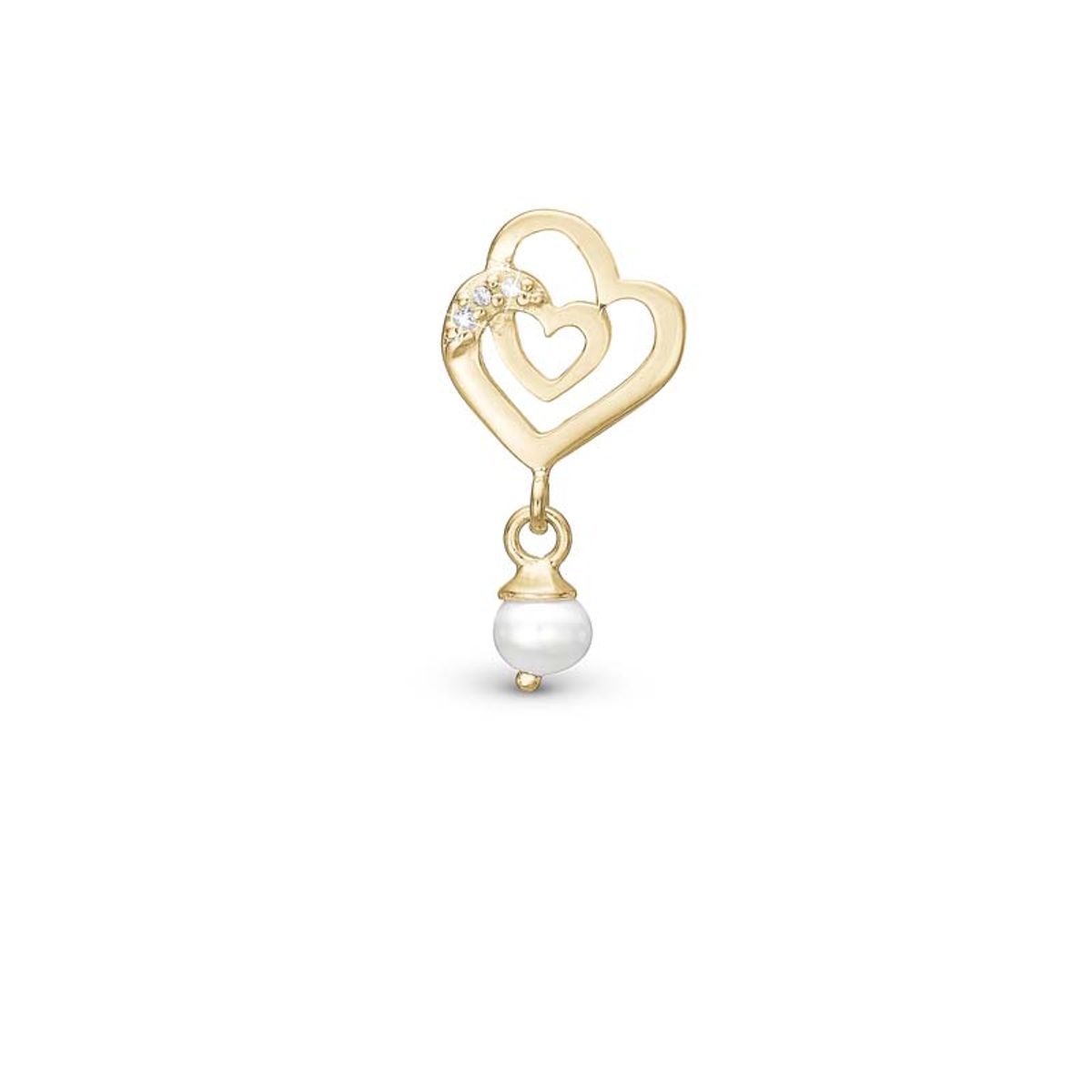 Christina Jewelry Two Hearts Hjerter forgyldt charm til sølvarmbånd på 4 mm