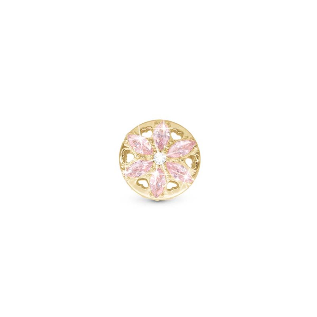 Christina Jewelry Sparkling pink Flower forgyldt charm til sølvarmbånd på 4 mm