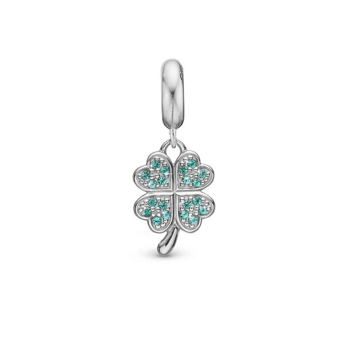 Christina Jewelry Lucky Clover sølv charm til sølvarmbånd og læderarmbånd på 4 mm