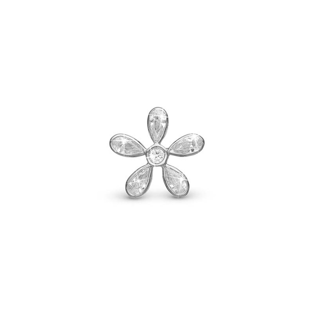 Christina Jewelry Magic Flower white sølv charm til læderarmbånd på 6 mm