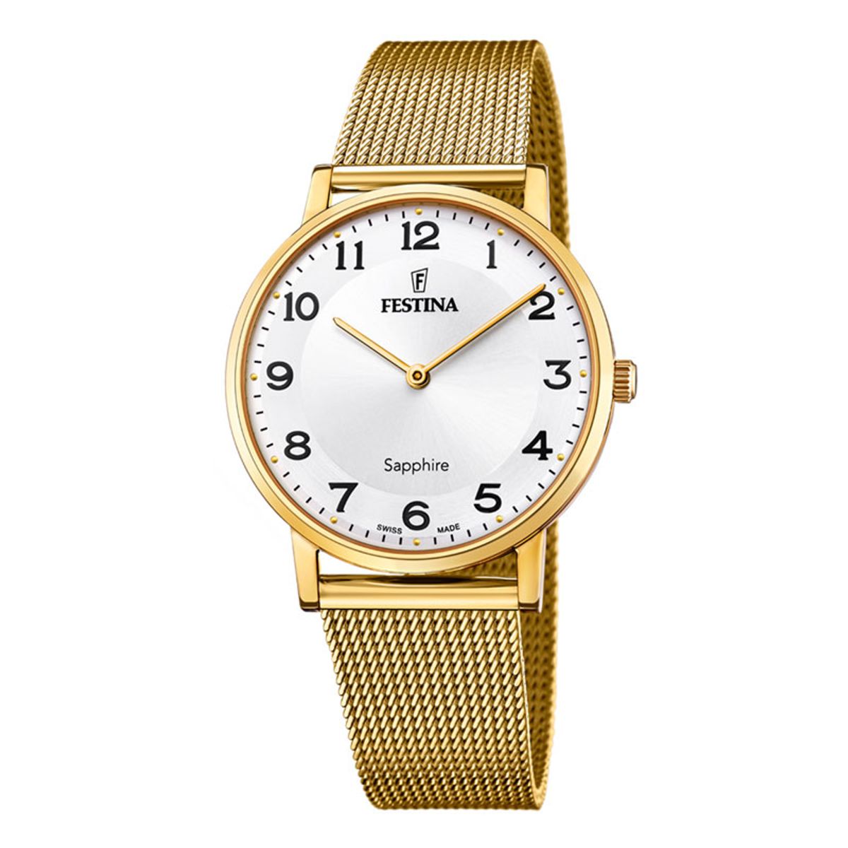 Festina Swiss Made Slim herreur i guldfarvet med lys urskive