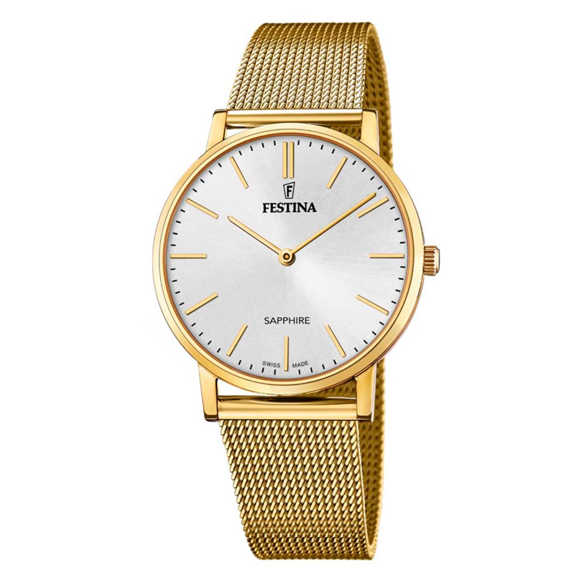 Festina Swiss Made Slim herreur i guldfarvet med grå urskive