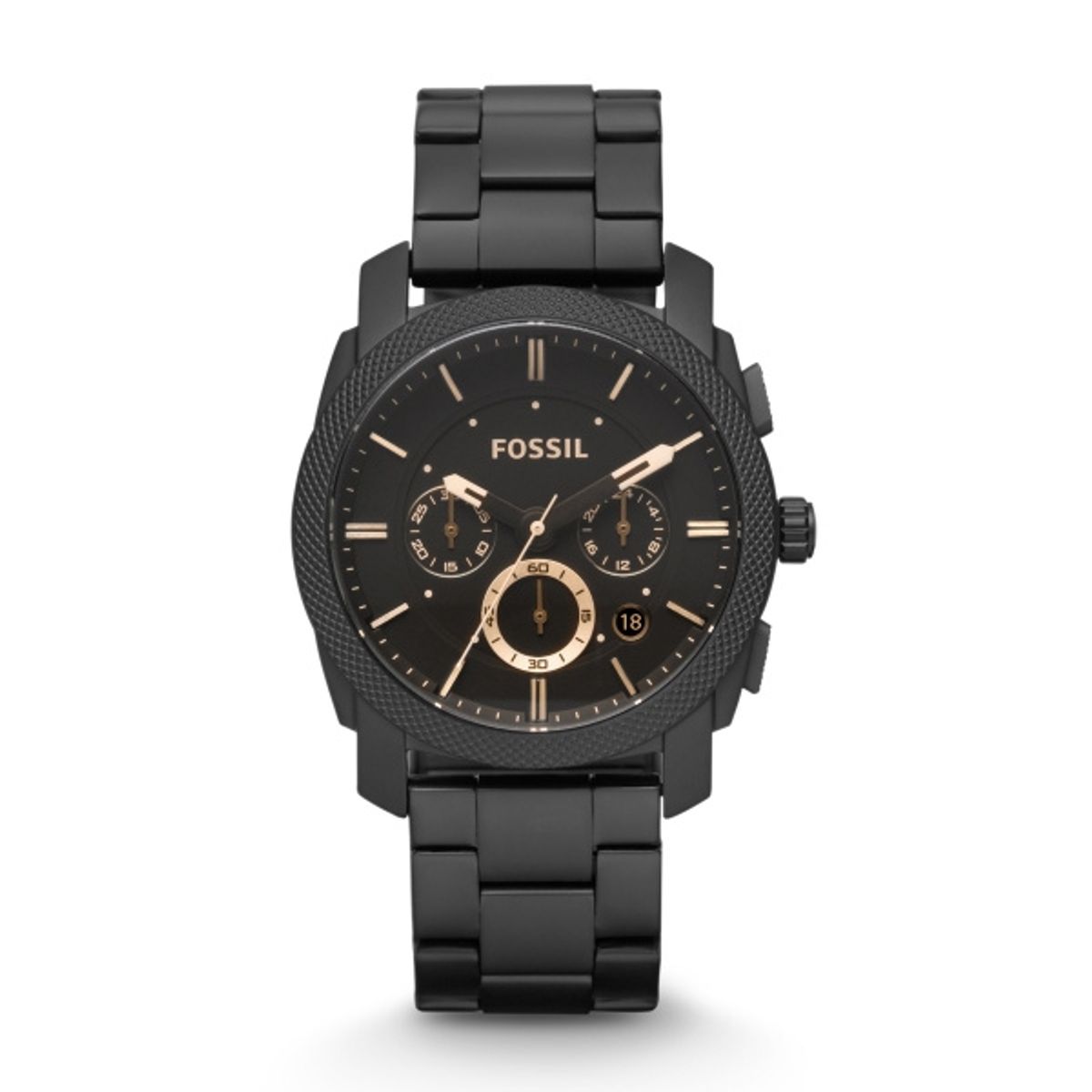 FOSSIL Machine armbåndsur chronograph i sort stål med lænke