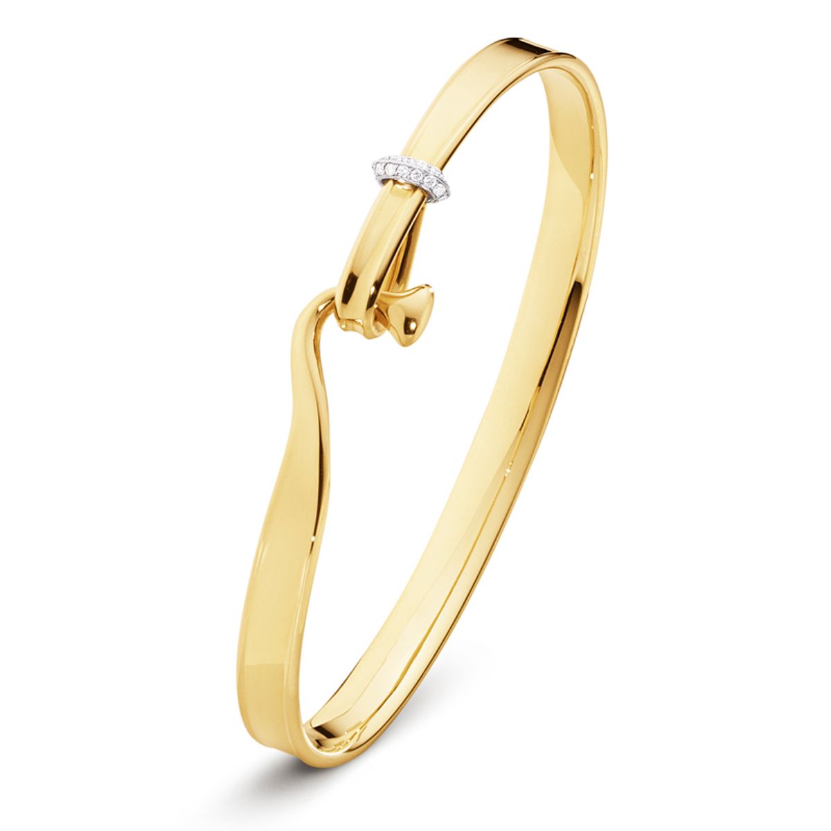 Georg Jensen Torun armring 204, 18 kt. guld og hvidguld med diamant pavé