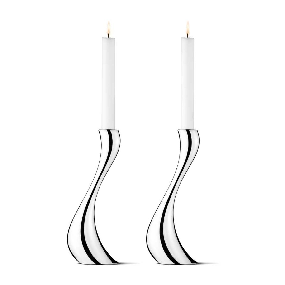 Georg Jensen Cobra lysestage 2 stk stor, stål