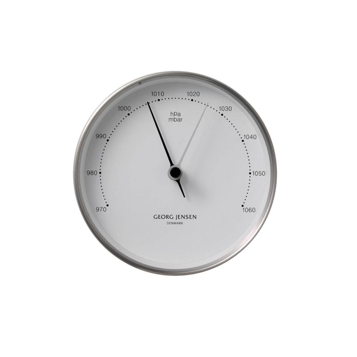 Georg Jensen Koppel barometer 10 cm stål/hvid