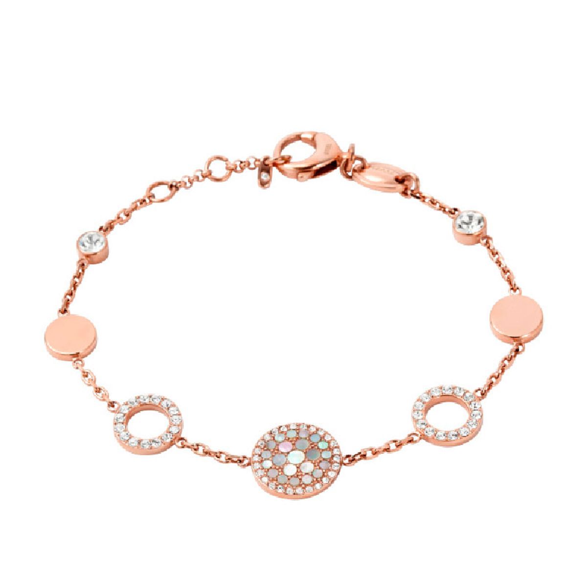 Fossil Vintage Glitz rosa stål armbånd med perlemor