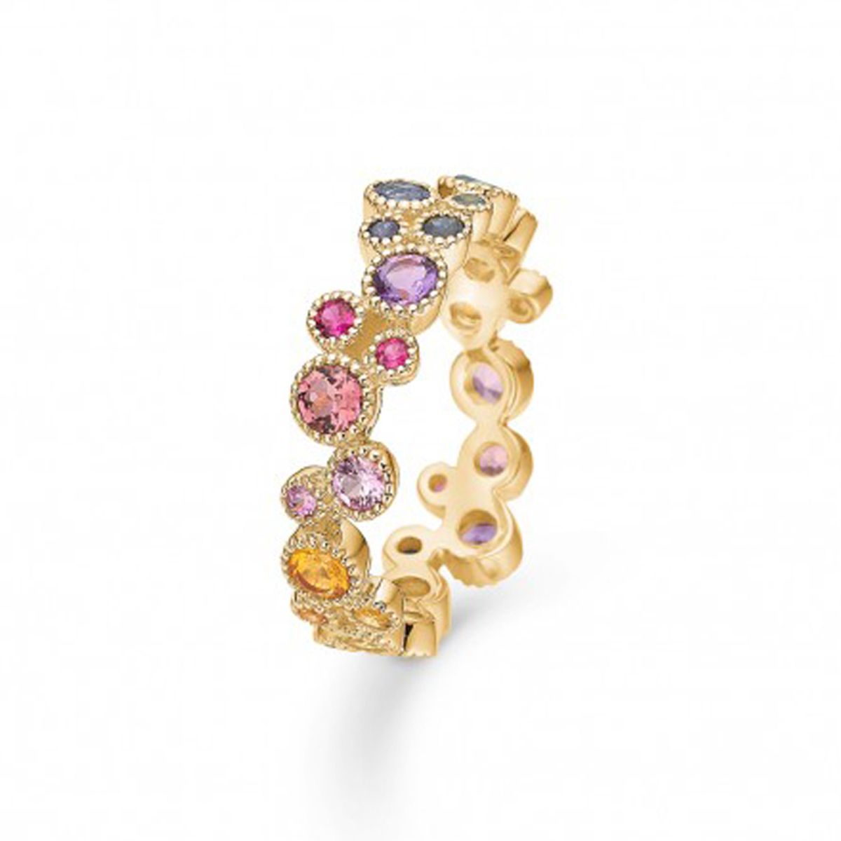 Mads Z Luxury rainbow ring i 14 kt. guld med ægte sten