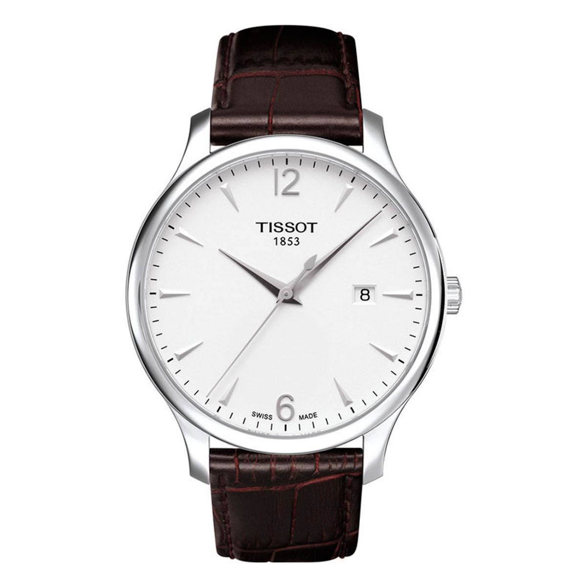 Tissot Tradition armbåndsur i stål med brun rem