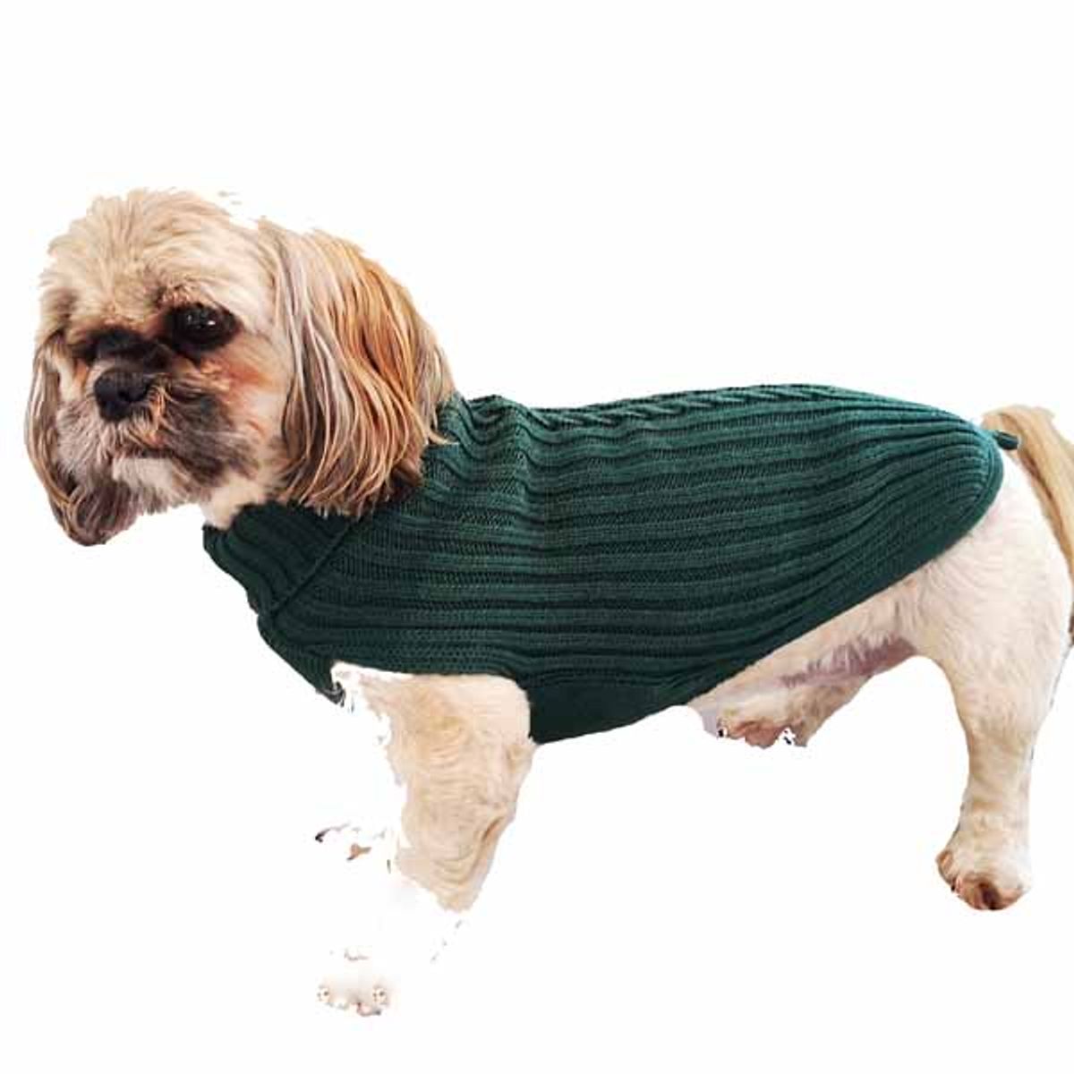 Grøn Hundesweater i merino uld-Ryg 27 cm