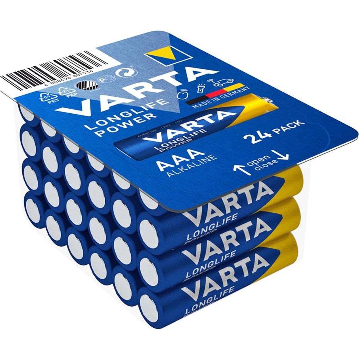 Varta Alkalinebatterier longlife power AAA pakke med 24 stk